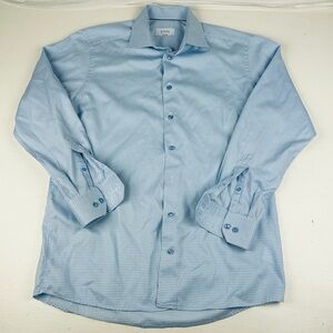 Eton Dress Shirt Mens Size 42 X 16.5 Contemporary Fit Blue Check Spread Collar